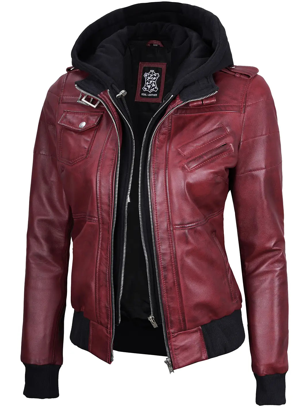 Edinburgh Men s Maroon Hooded Bomber Jacket Decrum