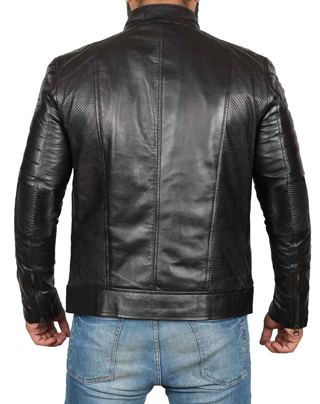 Austin Mens Black Cafe Racer Style Leather Jacket
