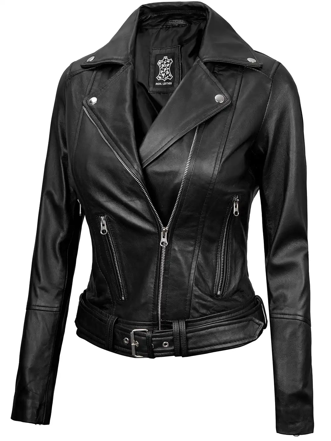 Womens black leather jacket