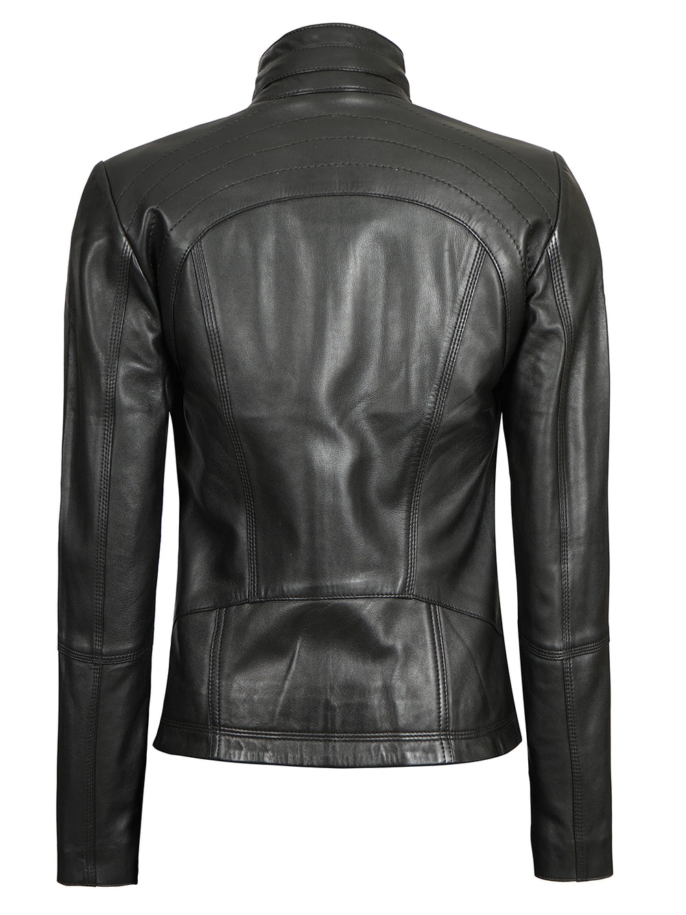 Womens black motorcycle leather jacket