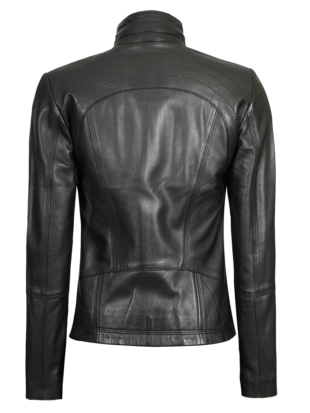 Womens black motorcycle leather jacket