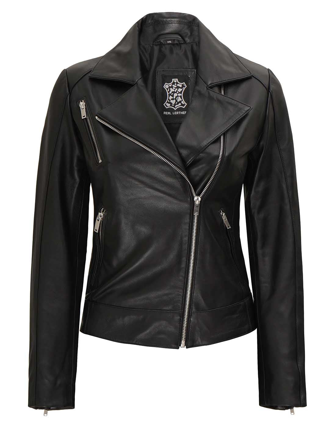 Linda Womens Black Leather Jacket