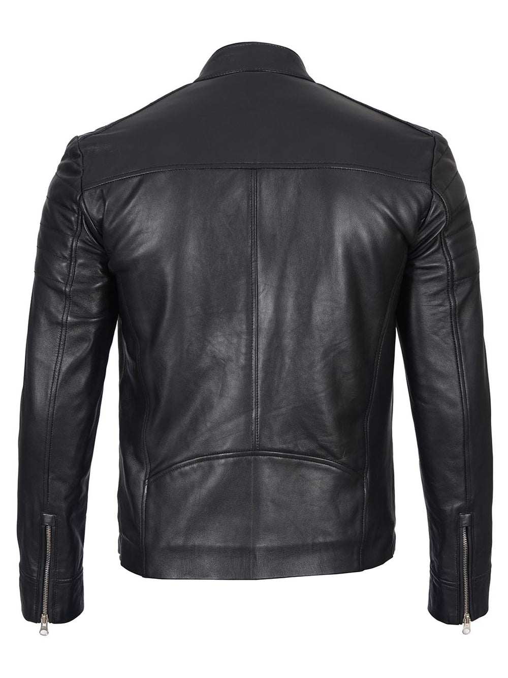 Carrie Mens Black Cafe Racer Real Leather Jacket