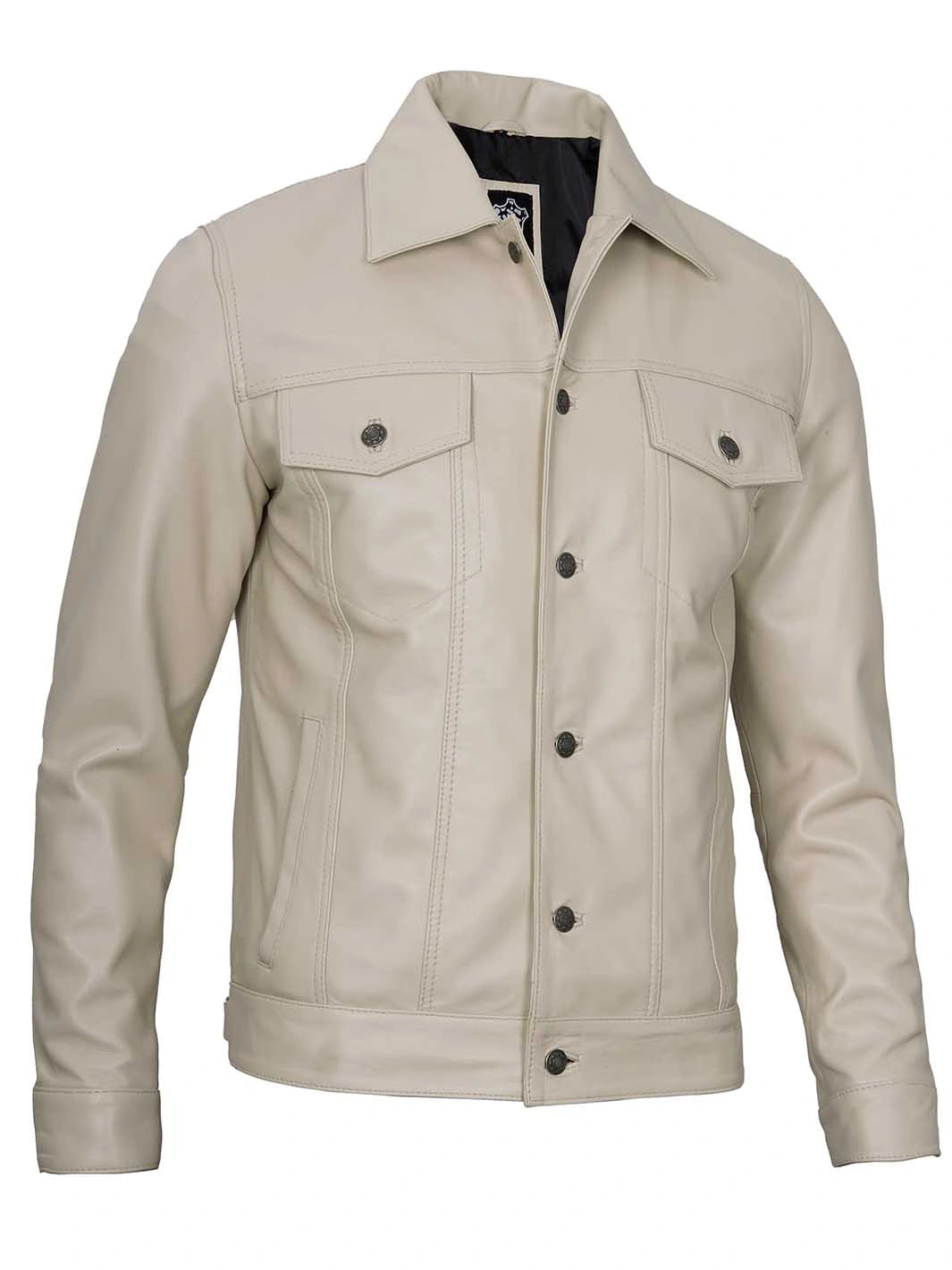 Real leather beige jacket for men