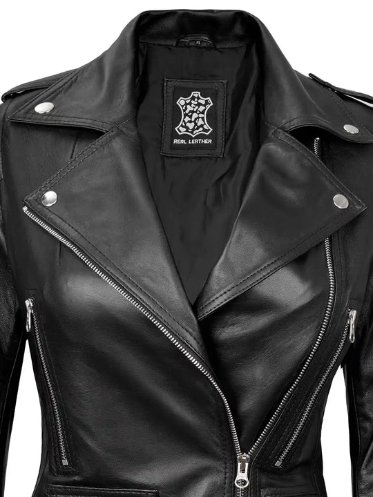Black biker leather jacket