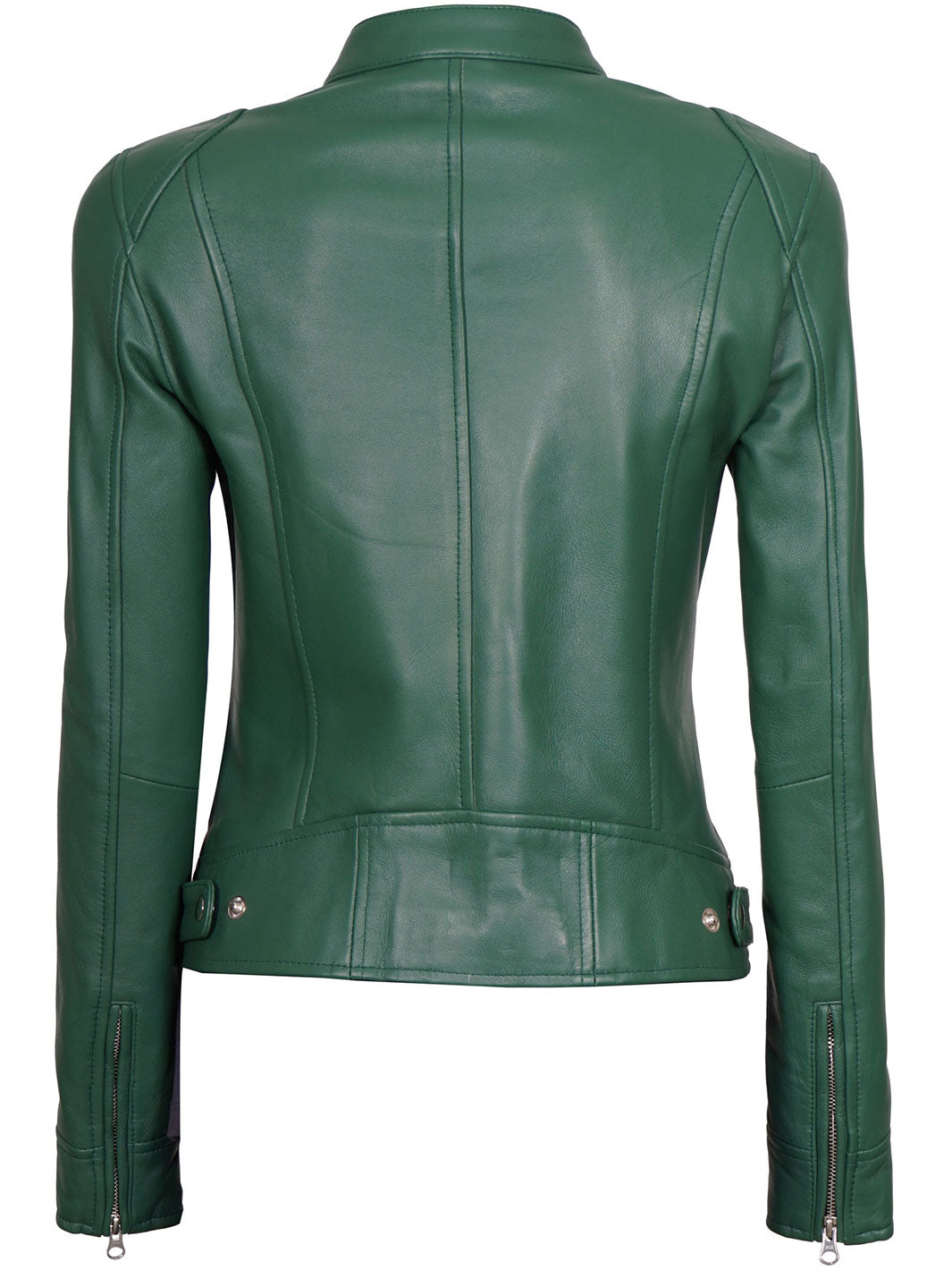 Dodge Women Green Motorcycle Leather Jacket