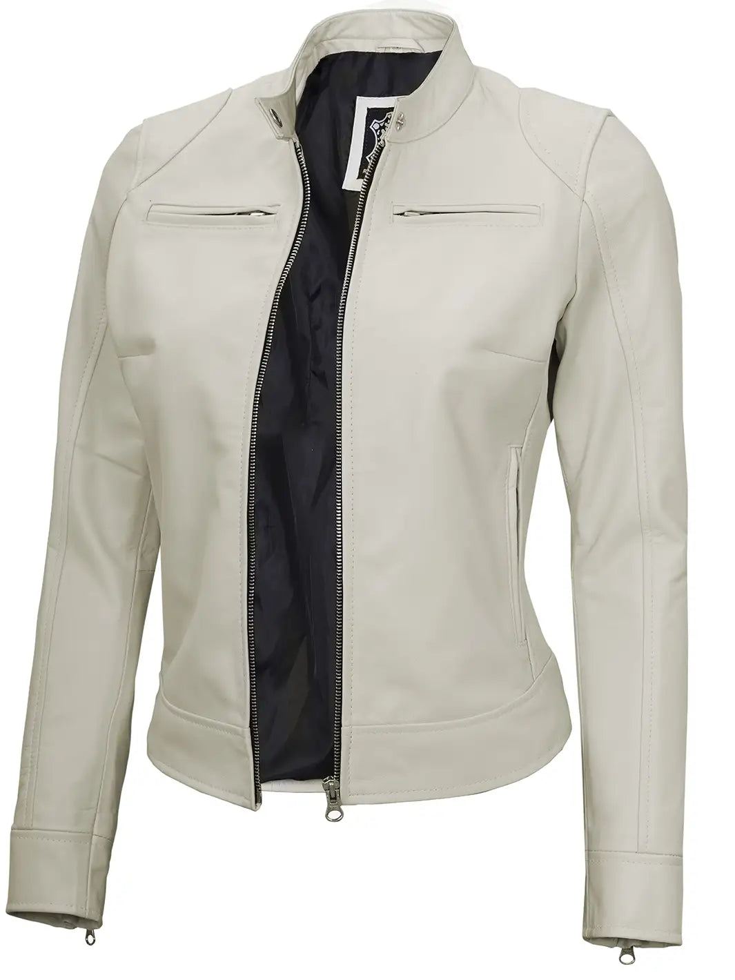 Cafe racer leather jacket for womens