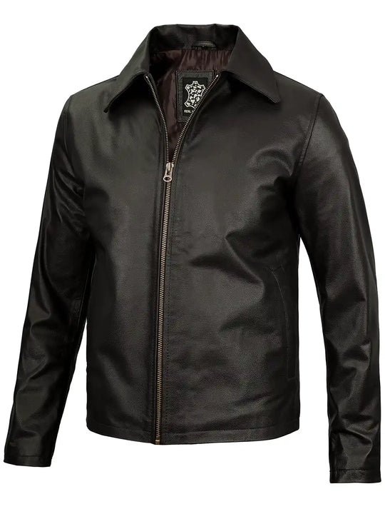 Dark brown mens leather jacket