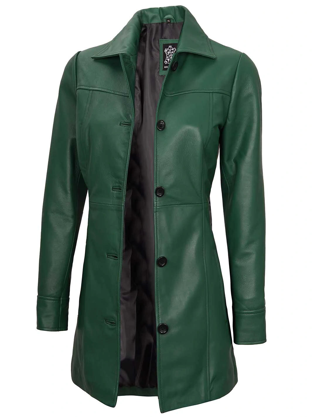 Green leather jacket coat