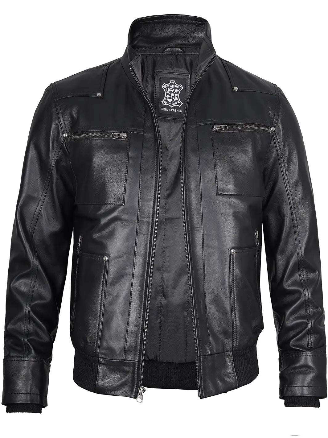 hooded mens leather jacket