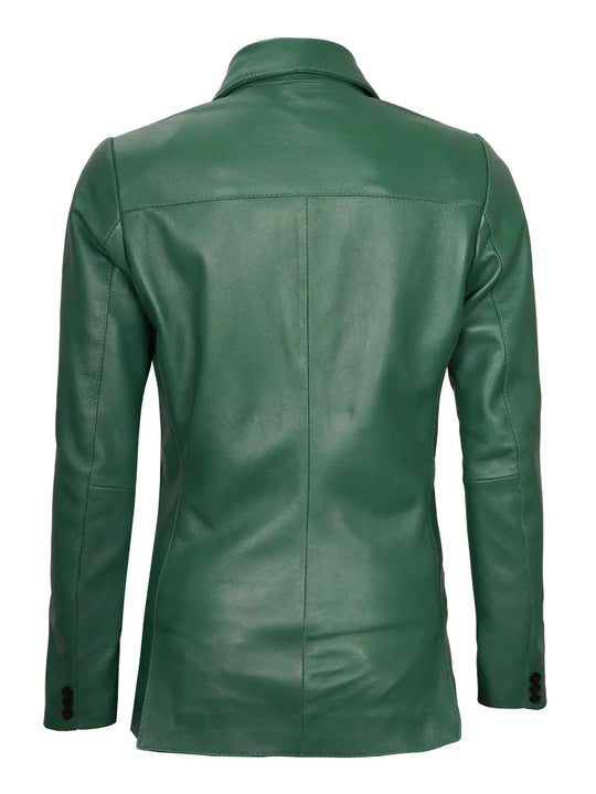 green leather blazer womens