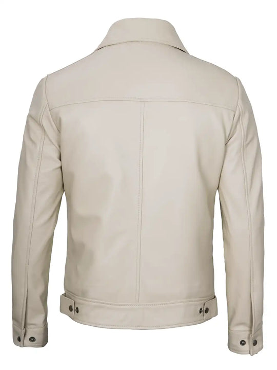 beige leather jacket