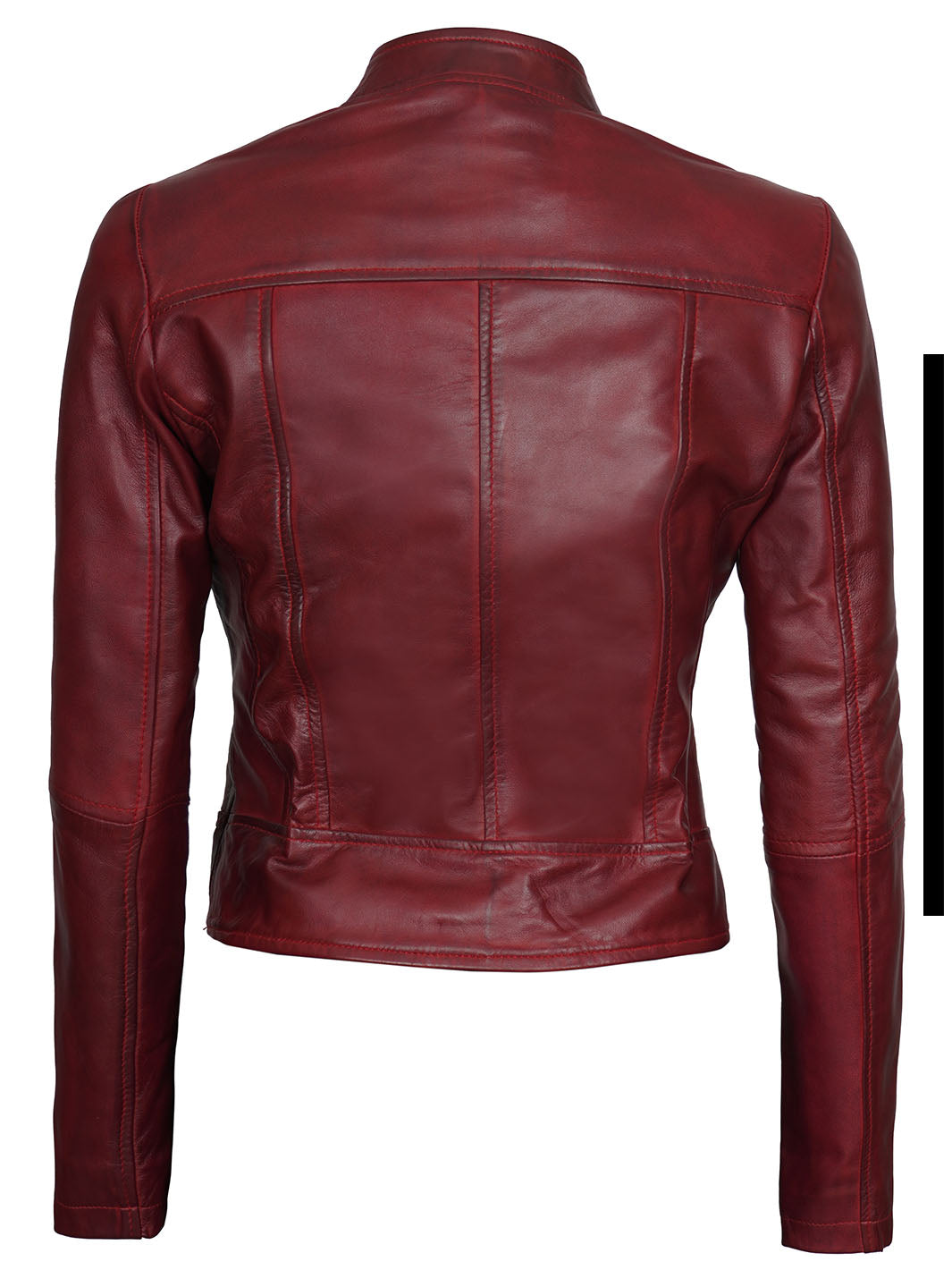 Maroon Womens Biker Leather Jacket