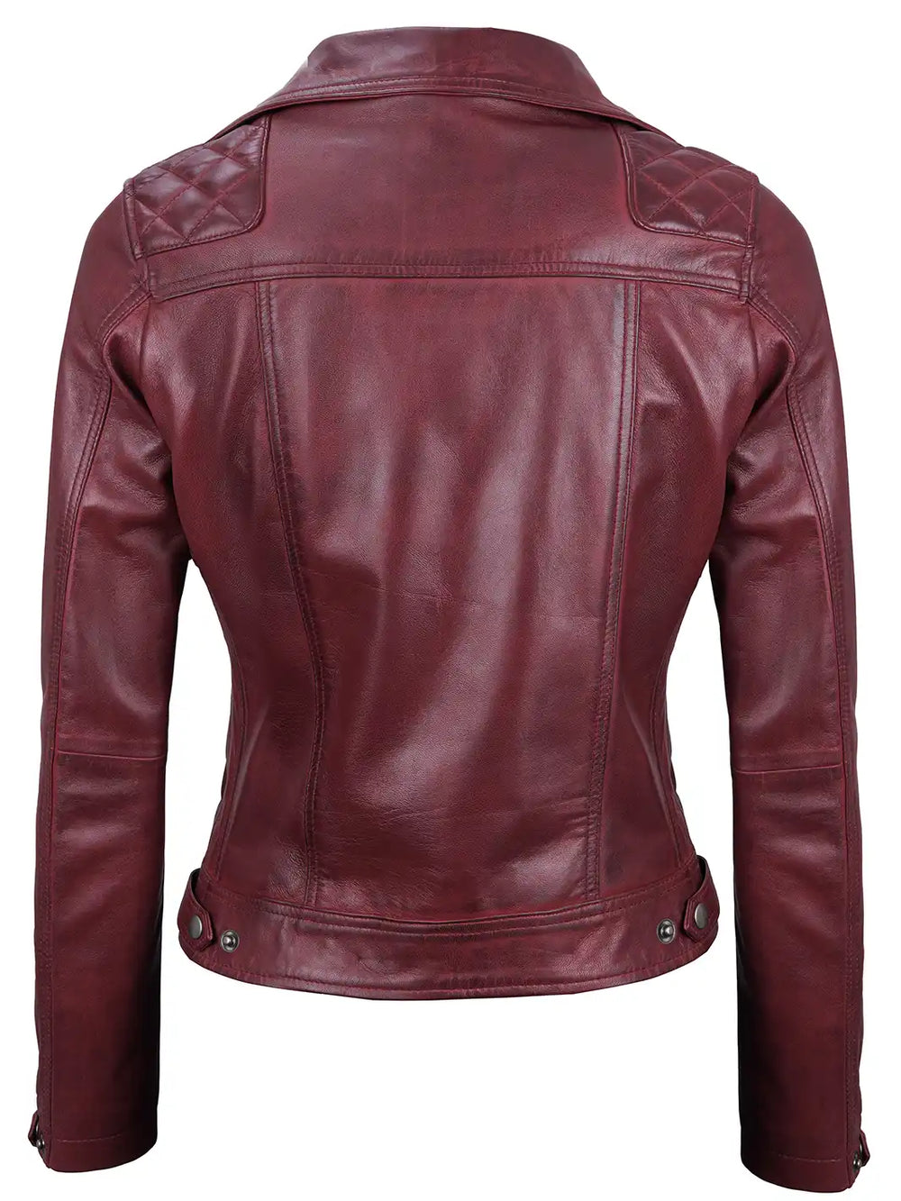 Maroon wax motorcycle leather jacket