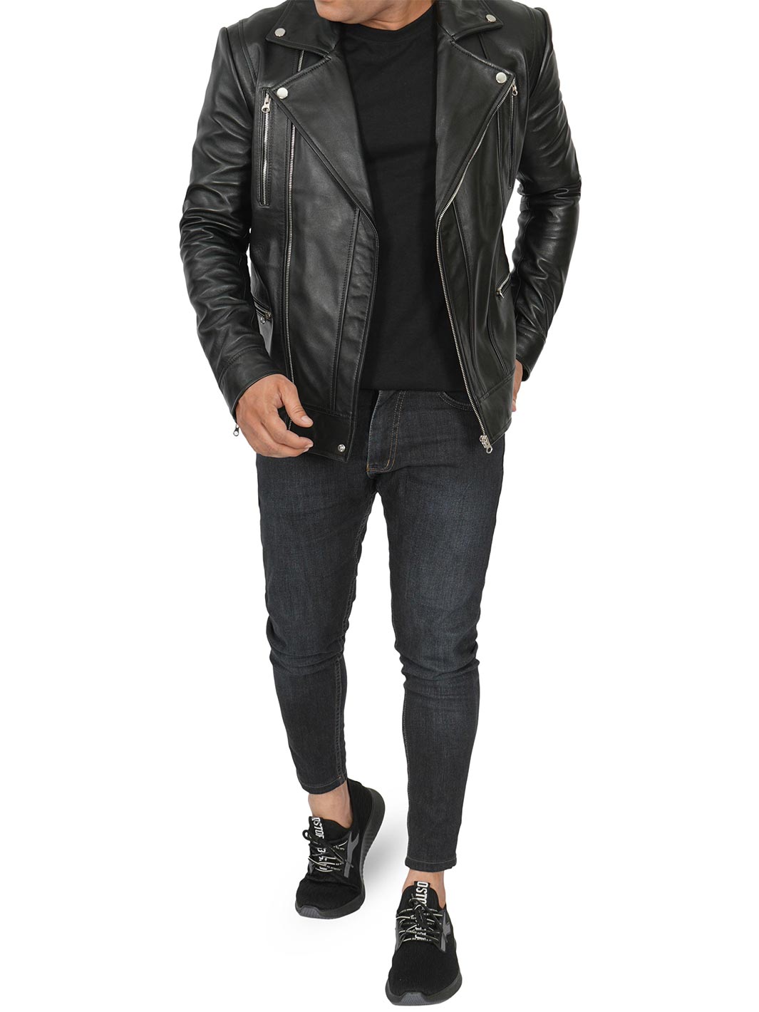 Mens Asymmetrical Leather Jacket
