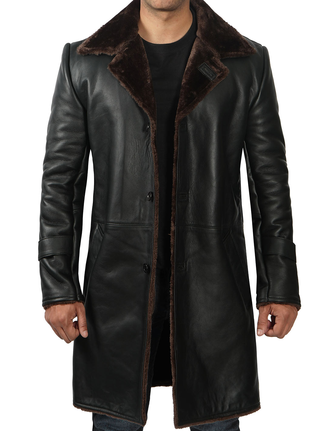 Mens Black Shearling leather Jacket
