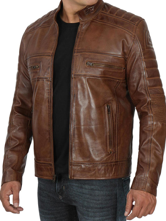 coffee leather jacket for men