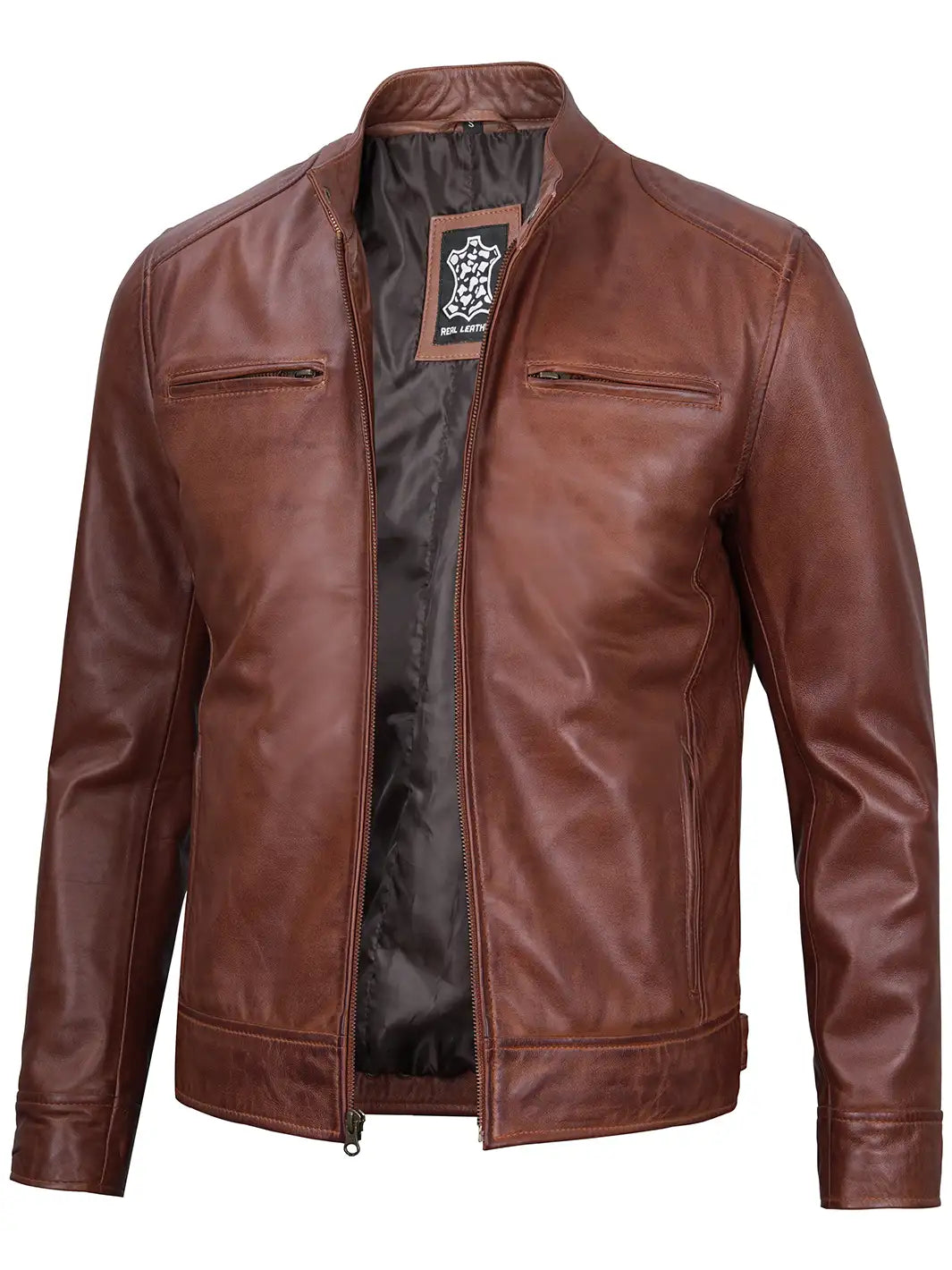 Mens cafe racer leather jacket