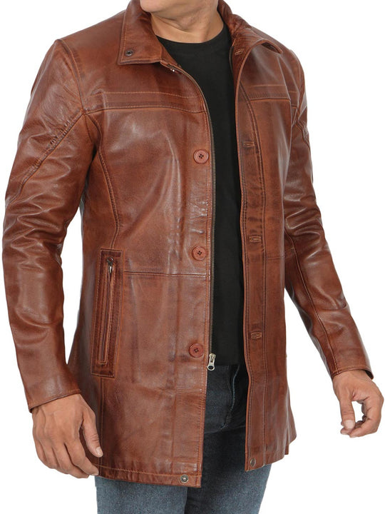 Bristol Cognac Leather Coat