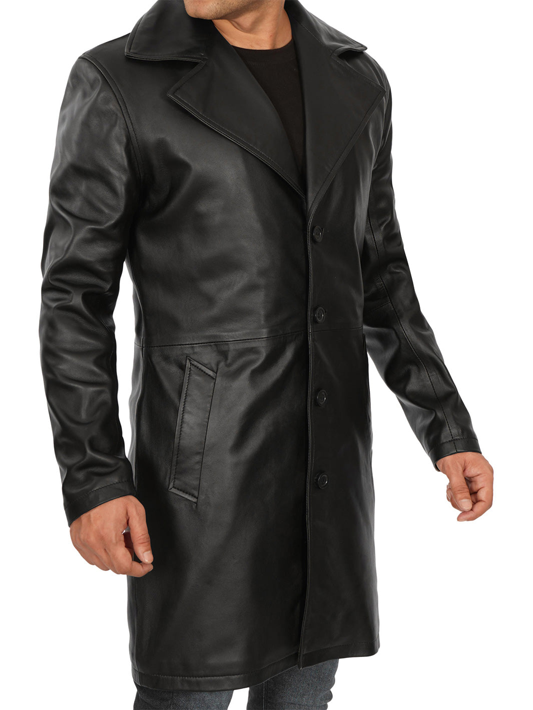 Jackson Men's Black 3/4 Length Leather Car Coat
