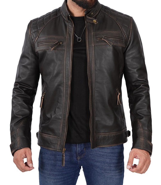 Mens brown leather jacket