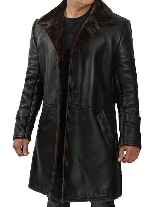 shearling leather coat for men