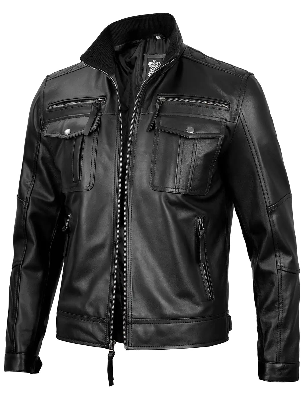 Mens leather moto jacket