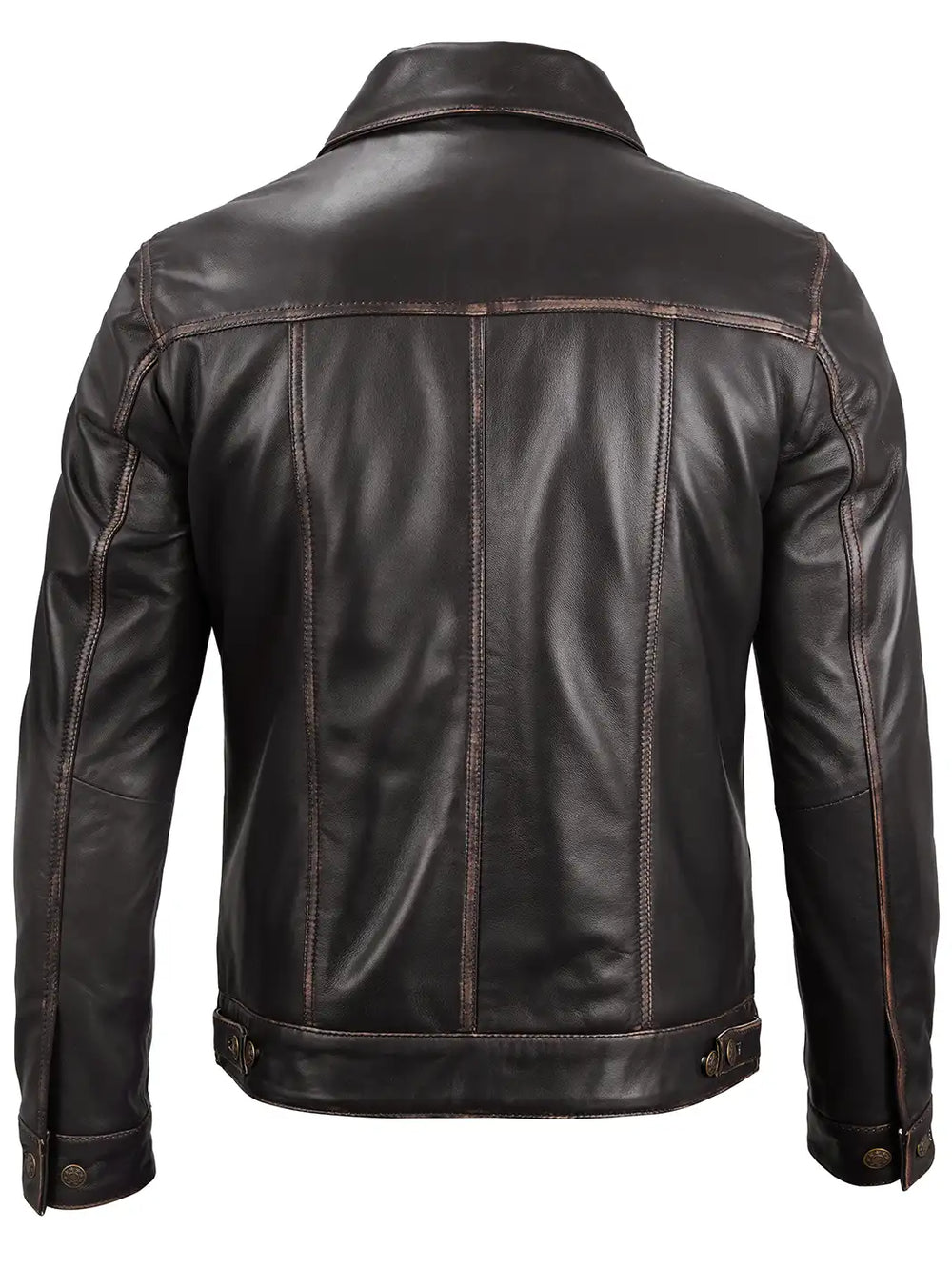 Mens real leather trucker jacket