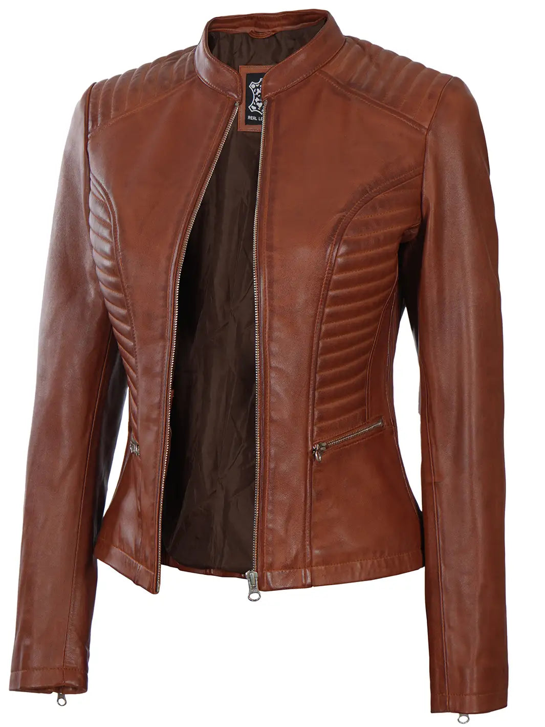 Moto leather jacket for women