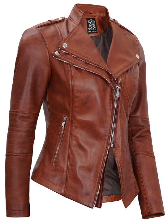 Motorcycle leather jacket womens