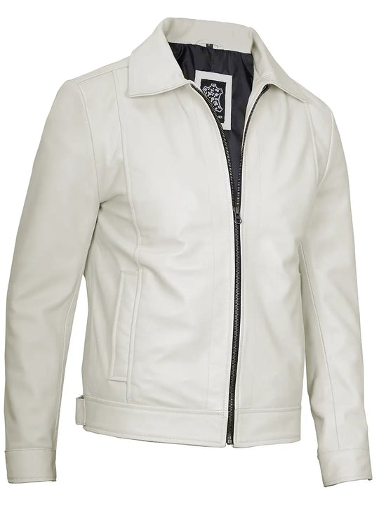 Off white leather jacket for men