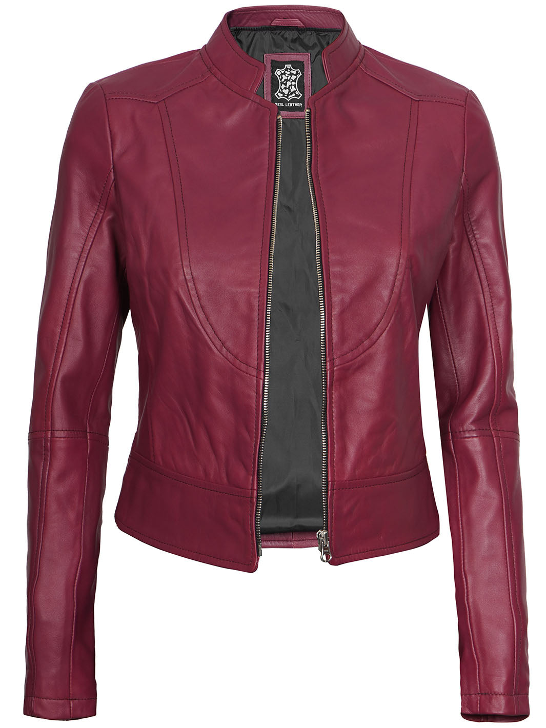 Womens Cafe Racer Real Lambskin Leather Jacket