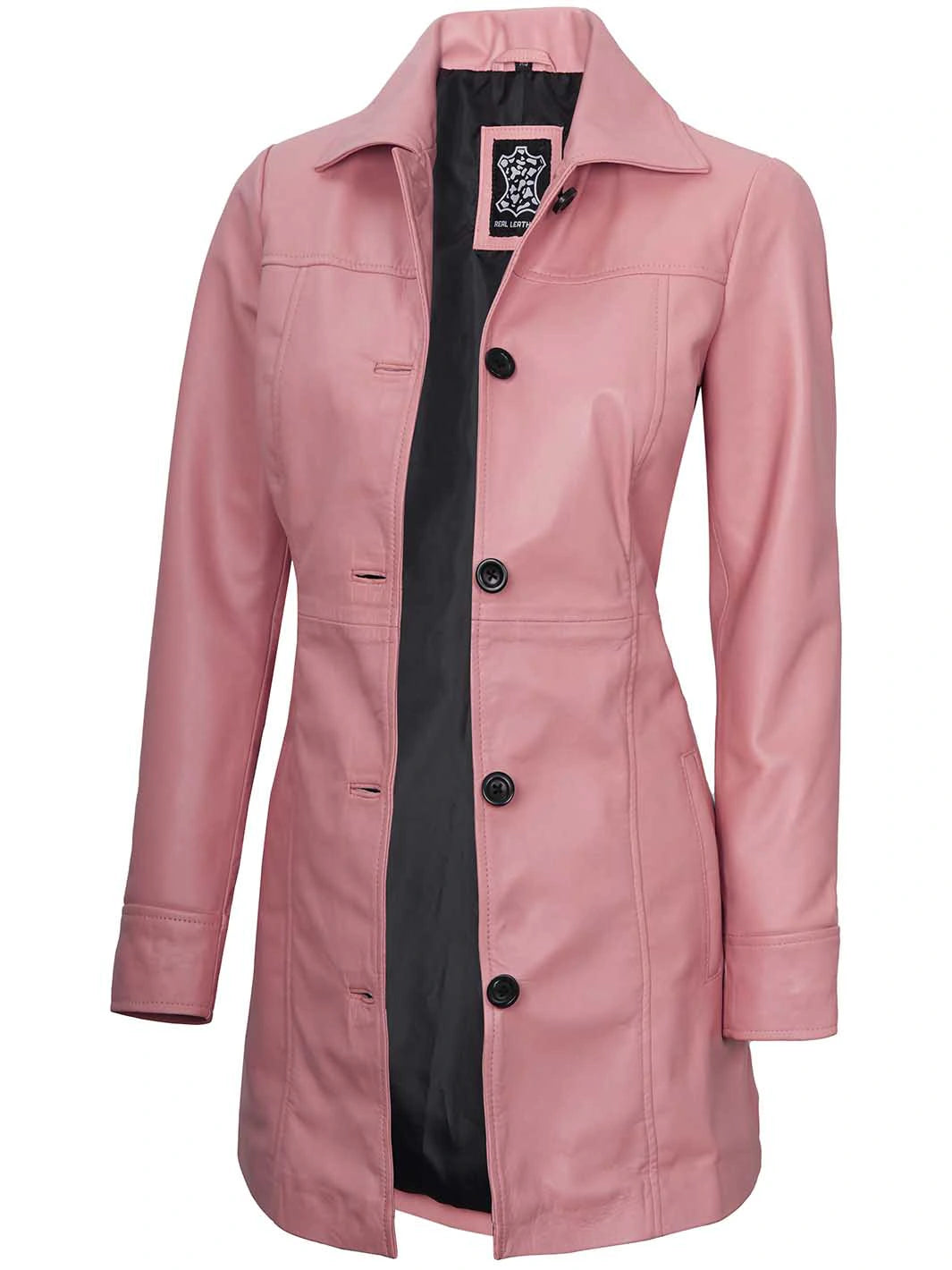 pink real leather jacket