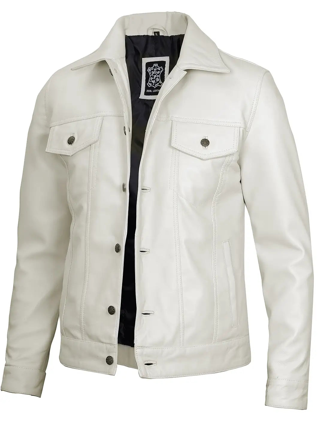 Real leather off white jacket for mens