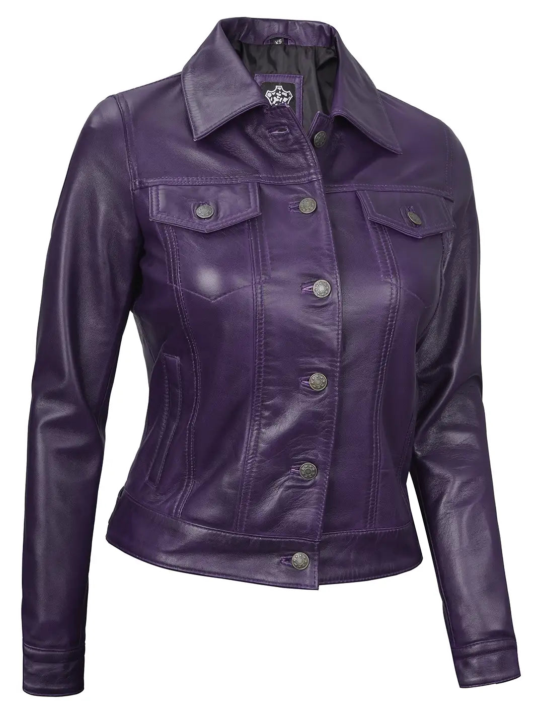 Trucker leather jacket for women