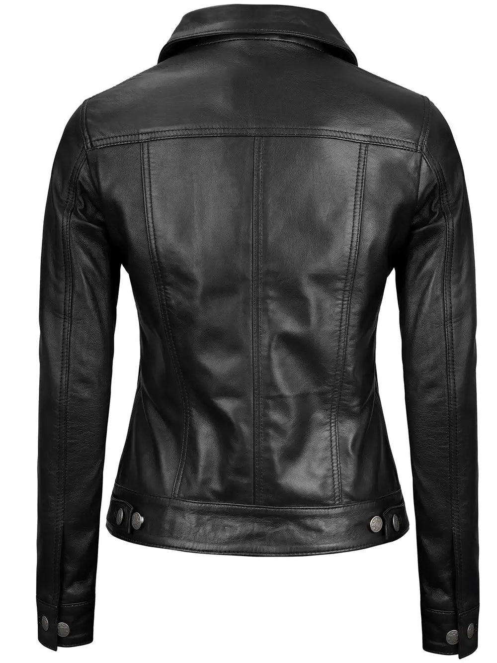 Trucker leather jacket for women
