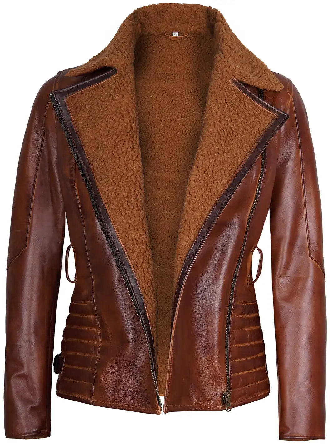 Brown Sherpa Leather Jacket