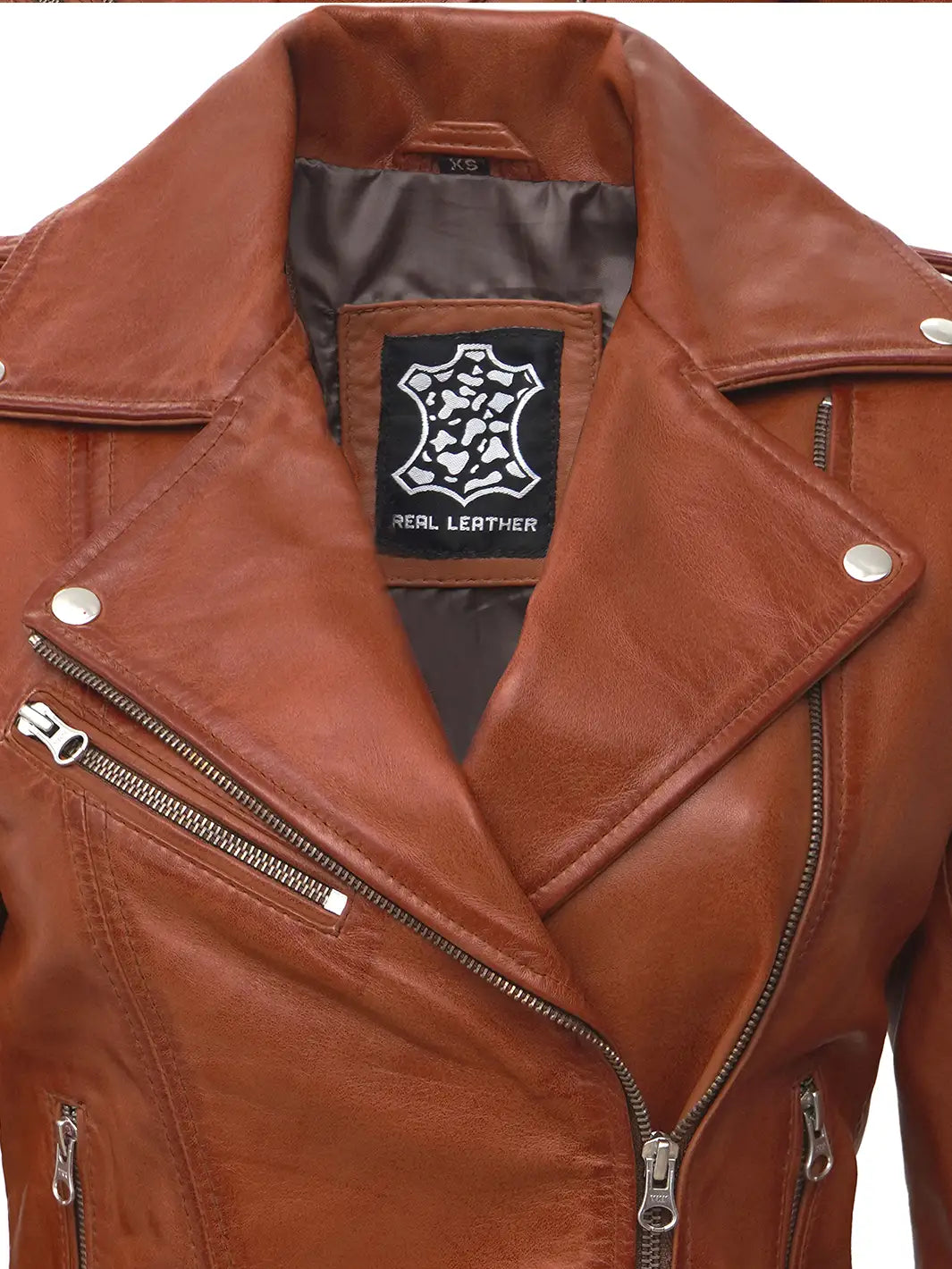 Women biker real leather jacket