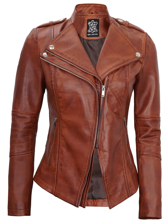 Women biker leather jacket