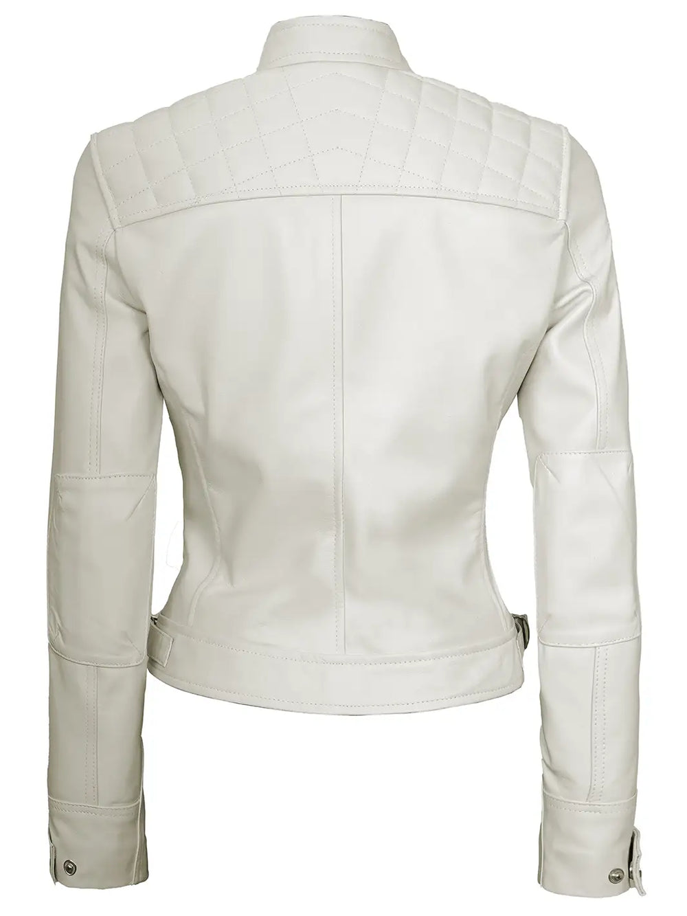 Women off white leather jacket