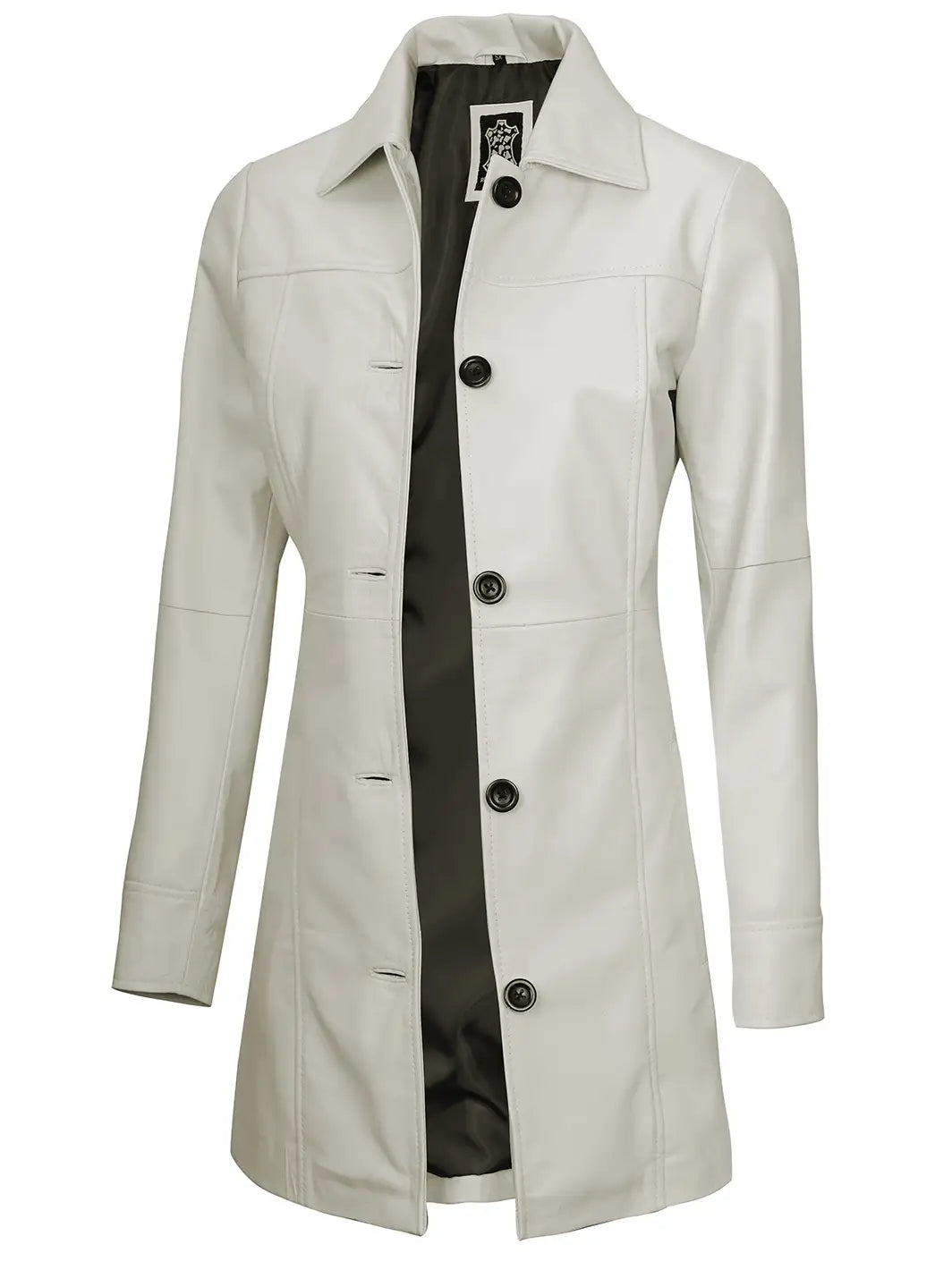 Women off white real leather coat