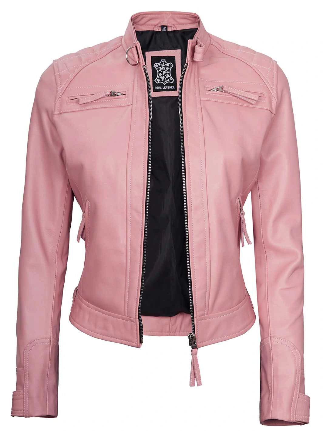 Womens pink leather jacket