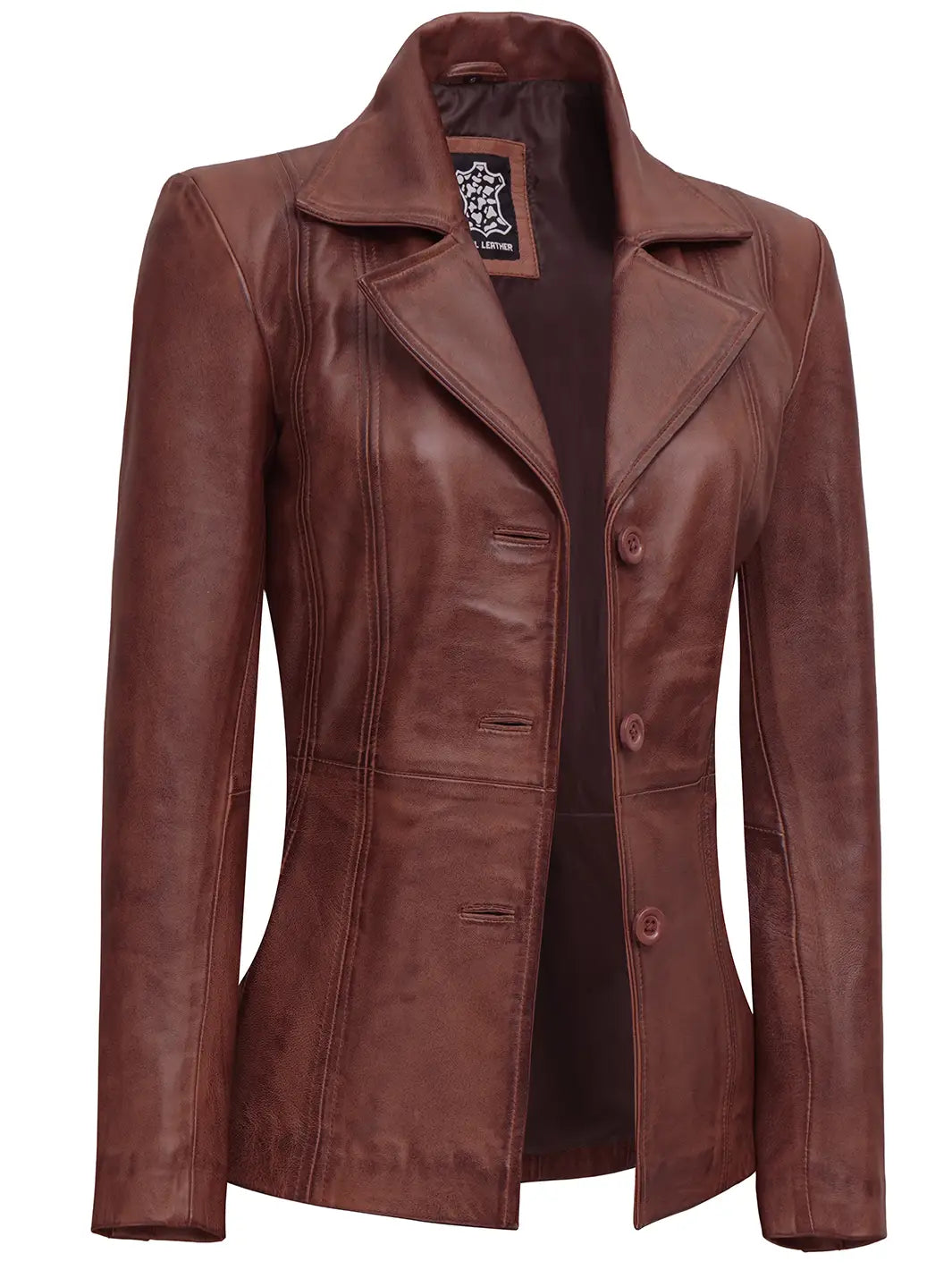 Women real leather car coat