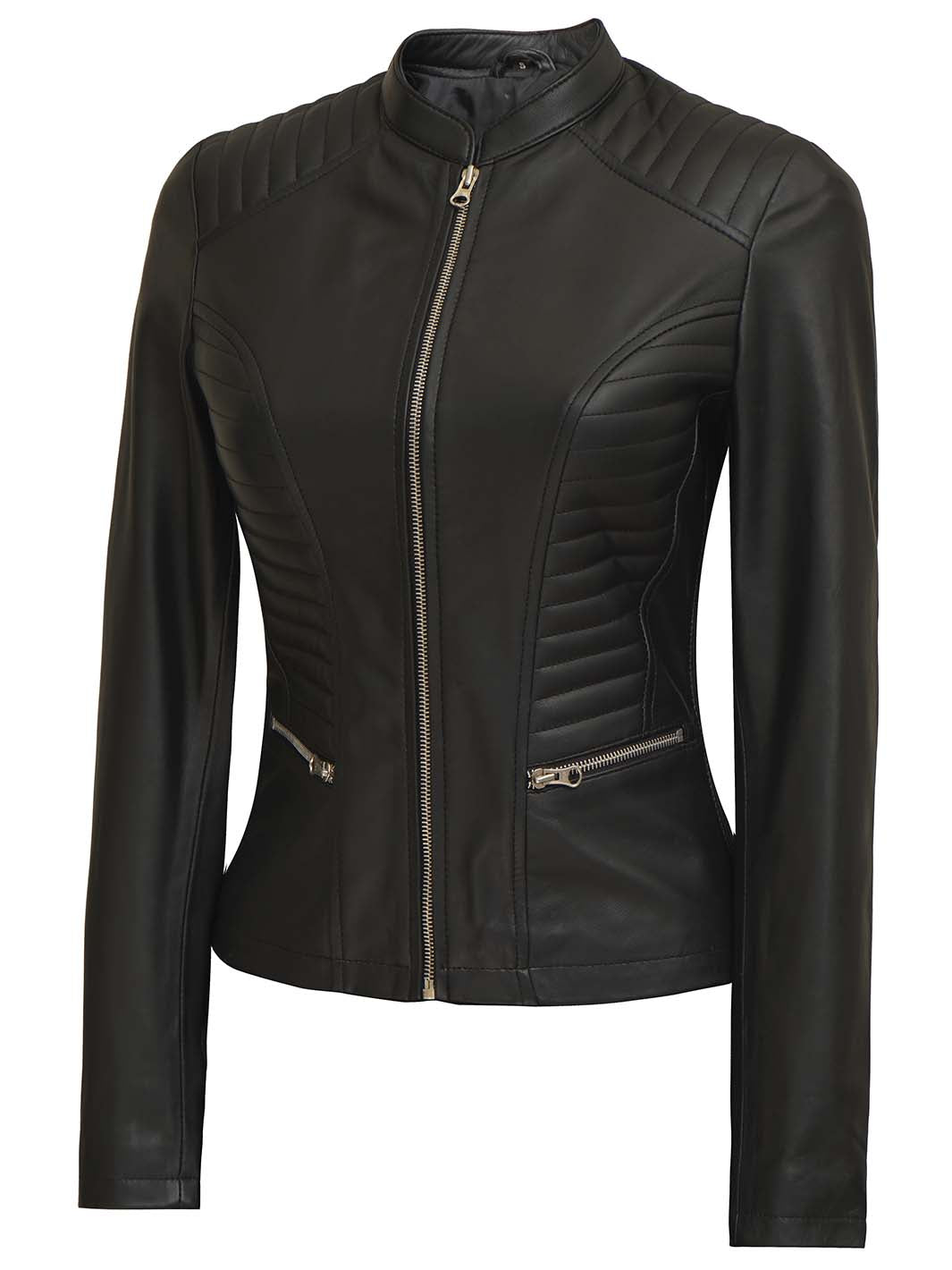 Black women leather jacket