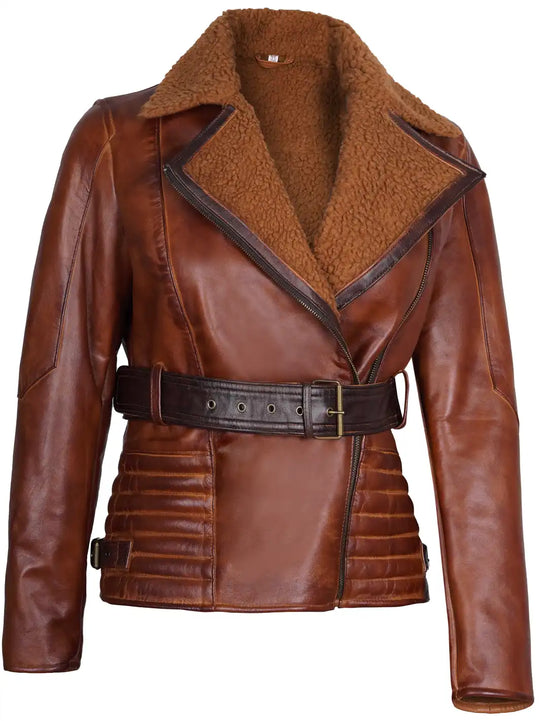 Sherpa brown leather jacket