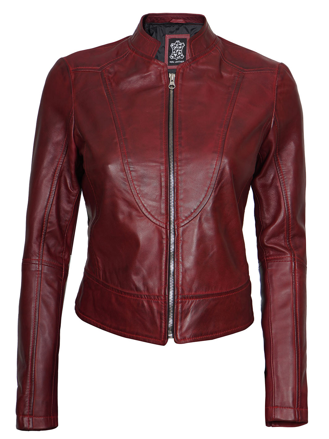 Womens Cafe Racer Real Lambskin Leather Jacket