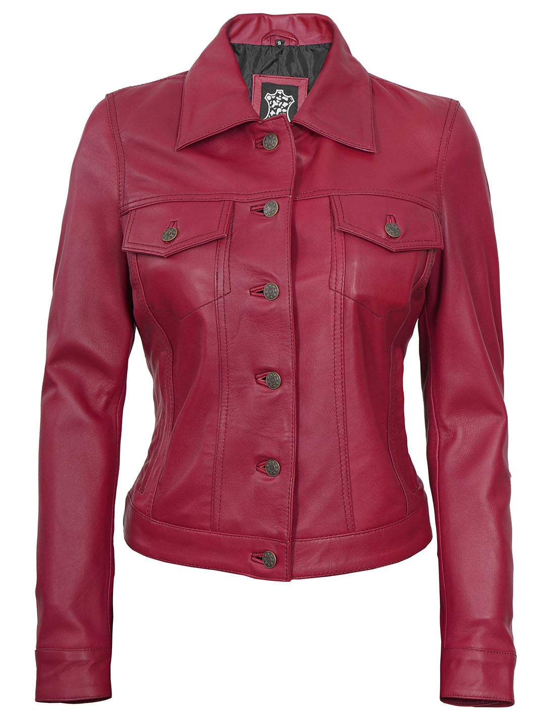Womens Trucker Leather Jacket Pink