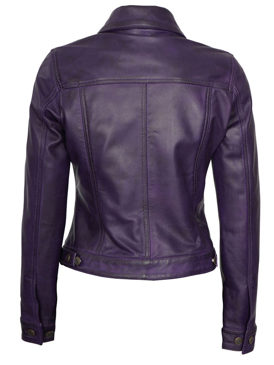 Womens Trucker Leather Jacket