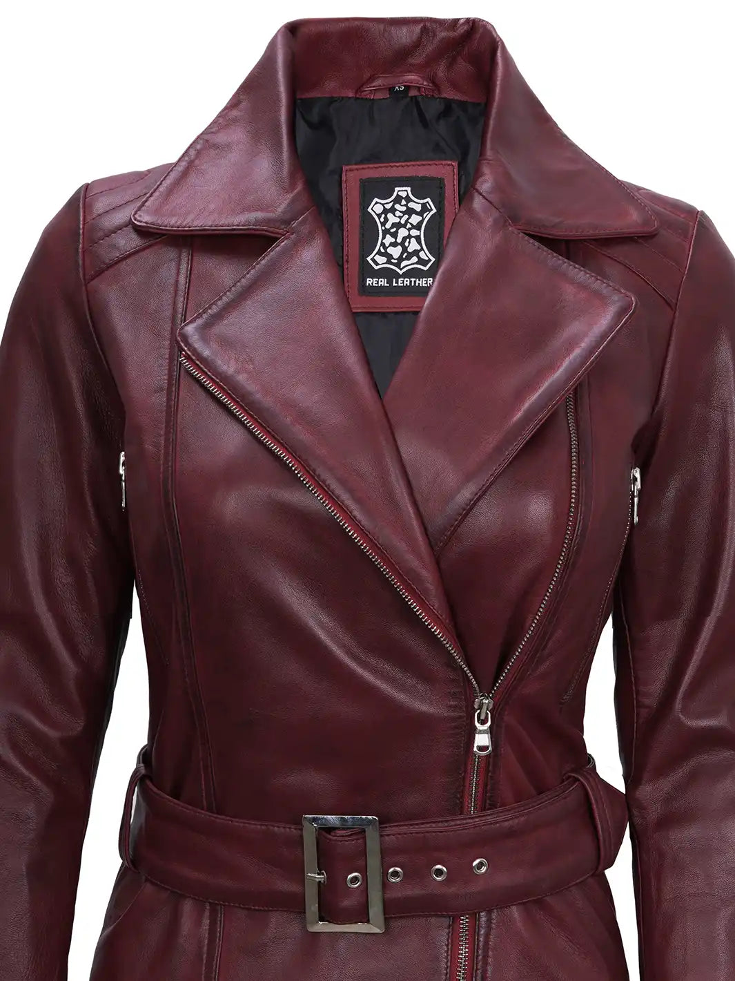 Ladies maroon leather jacket online