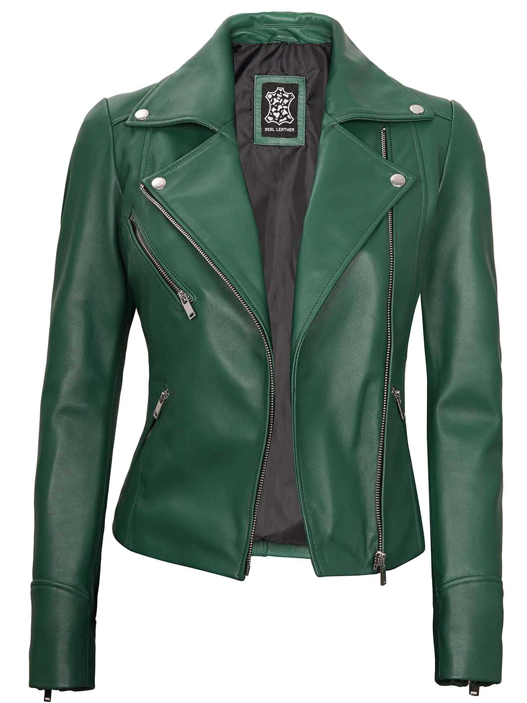 Womens biker leather jacket